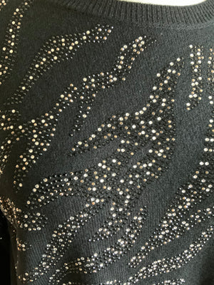 Round Neck Sweater W/Crystal Detail