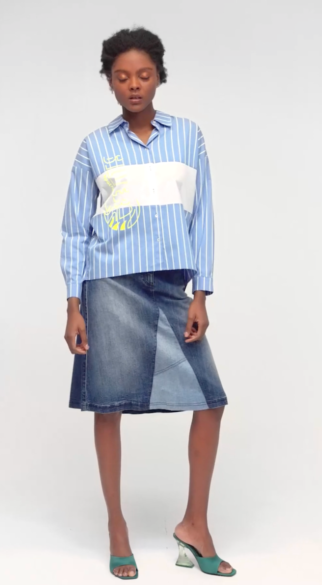 Striped denim deals skirt