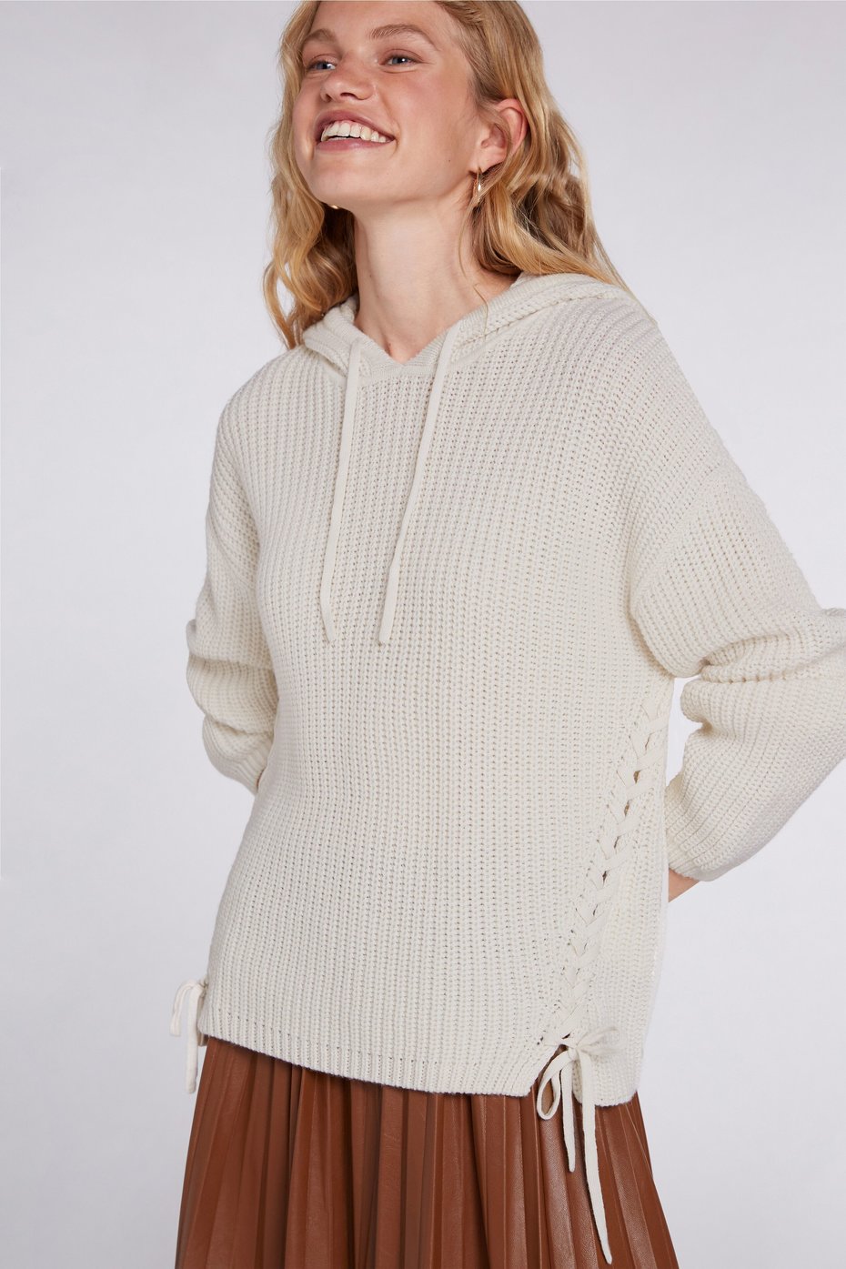 Sweater Hoody W/Laced Design Side