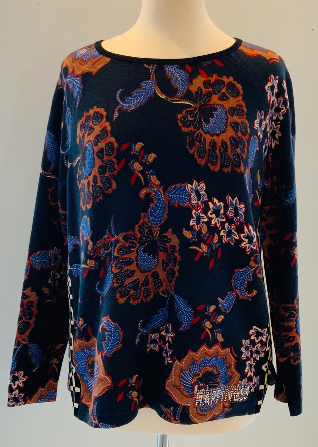 Floral Pullover W/Crystals