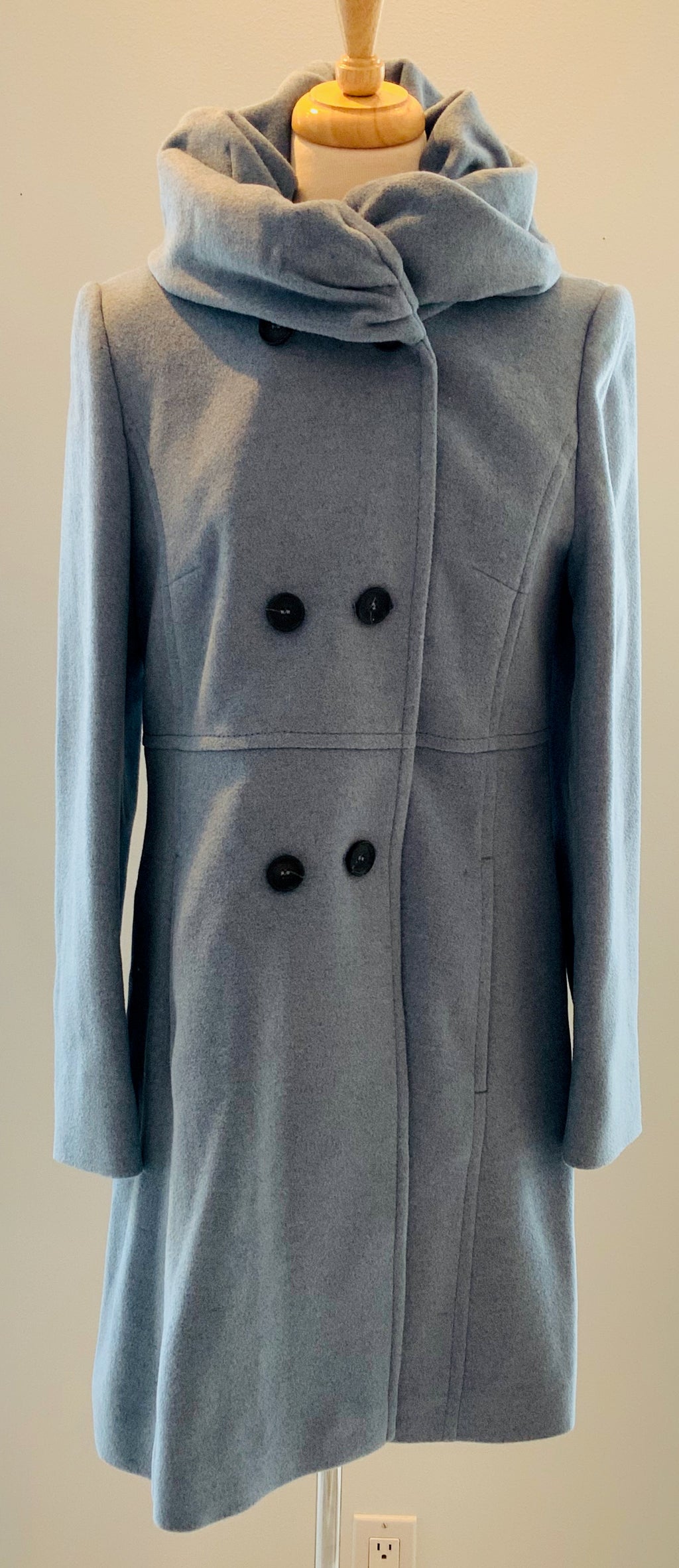 Fitted Coat W/Ruched Collar