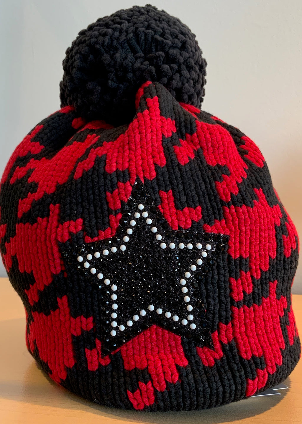 Houndstooth Toque W/Crystal Star Detail