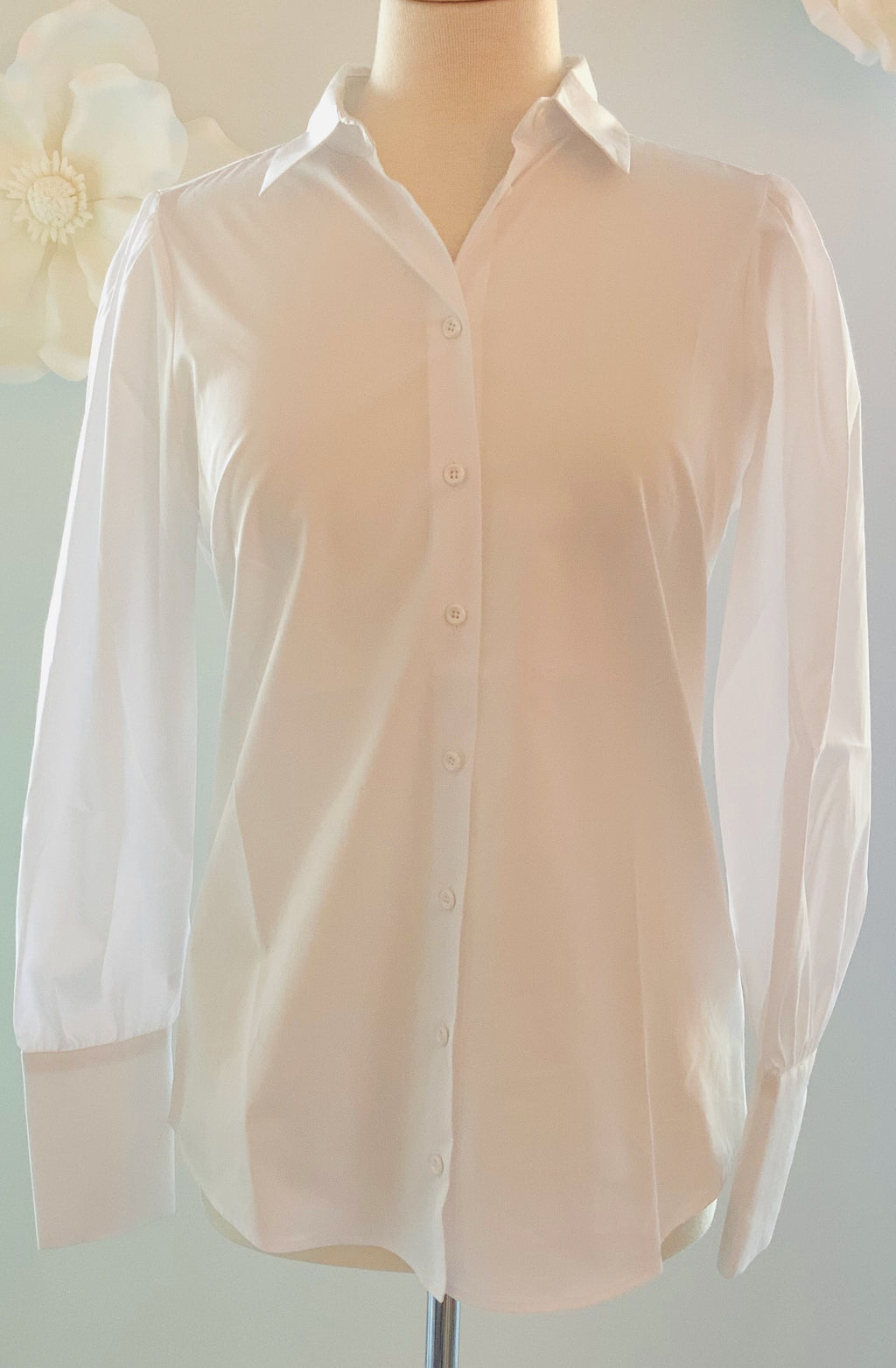 White Shirt W/Puff Sleeve And Buttoned Cuff