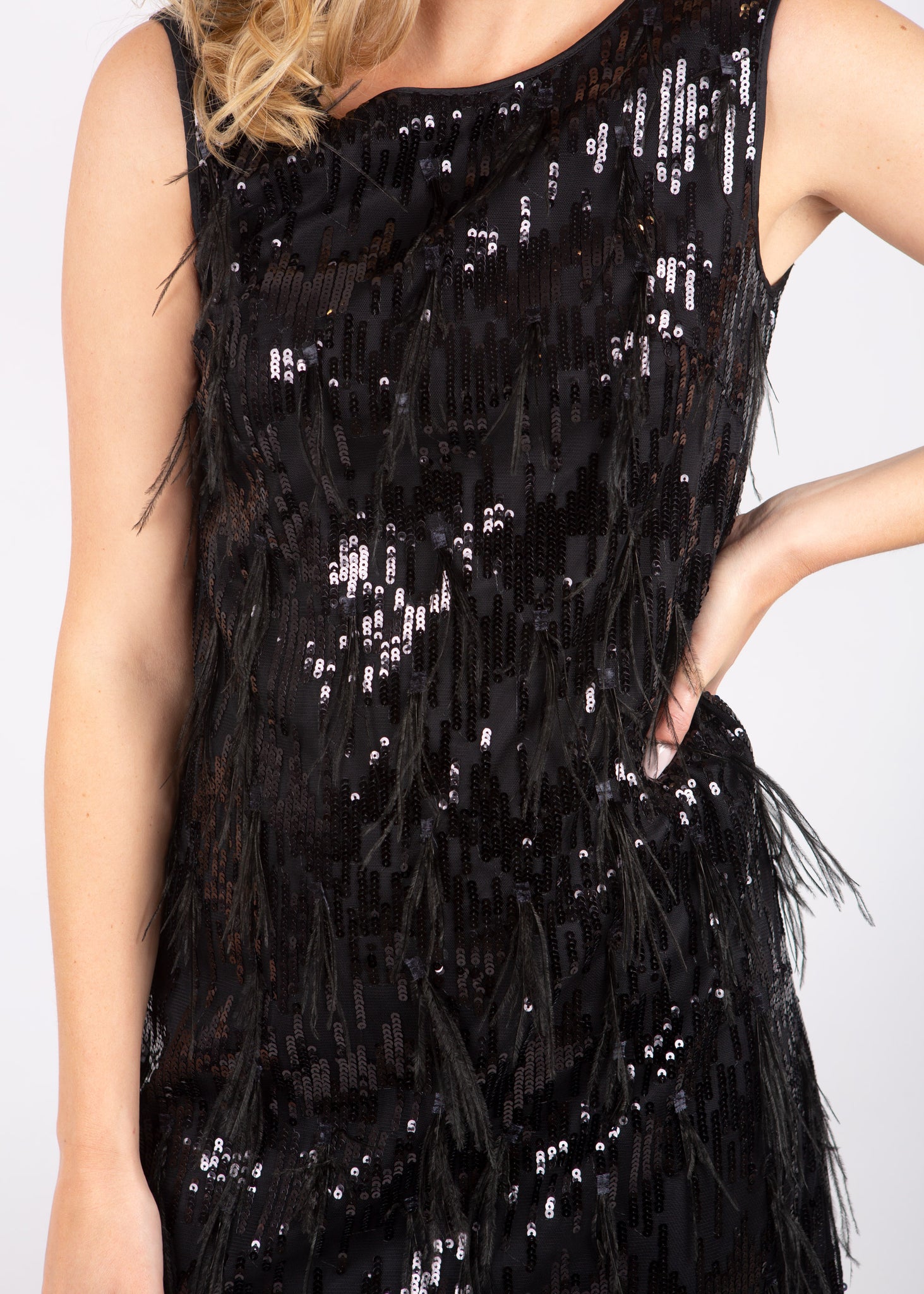 Sequin Dress With Feather