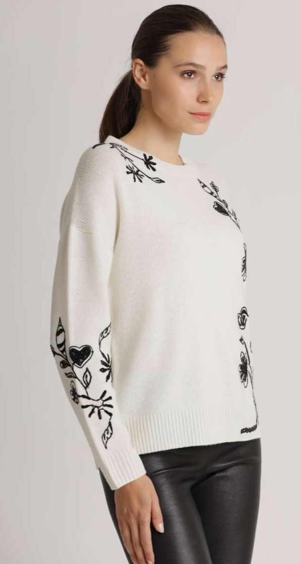 Pullover W/Sequins & Embroidery