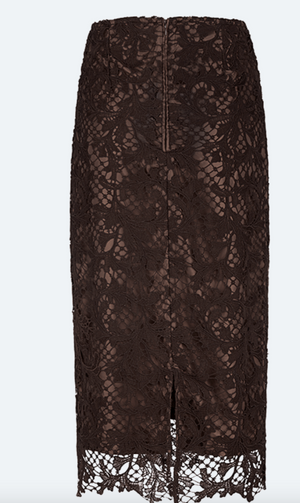 Lace Midi Skirt W/Zip Back